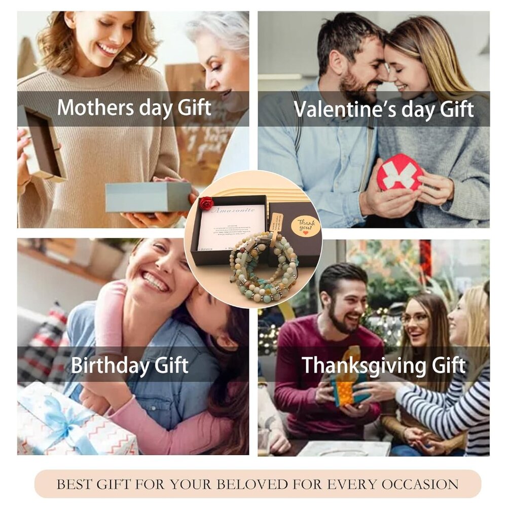 Adjustable 5-Piece Amazonite Beaded Bracelet Set … - image 7